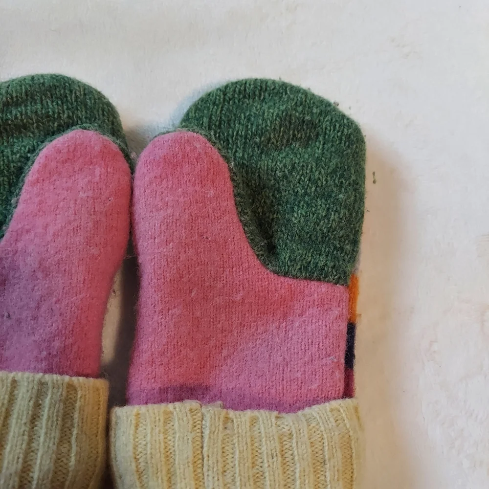 Colorful Striped Kids Mittens Soft Winter